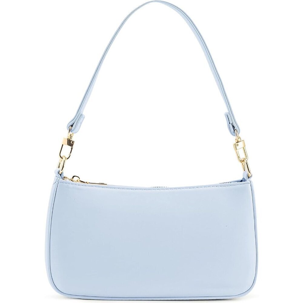 Women B Blue Retro Vegan Leather Polyester Lining Classic Clutch Tote HandBag